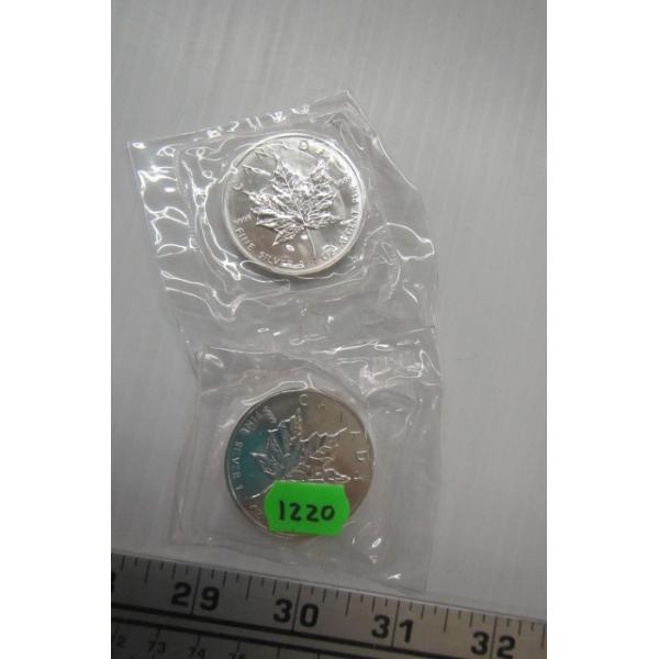 2 CDN .999 FINE SILVER 1 OZ. COINS, 1989 (TAX EXEMPT)