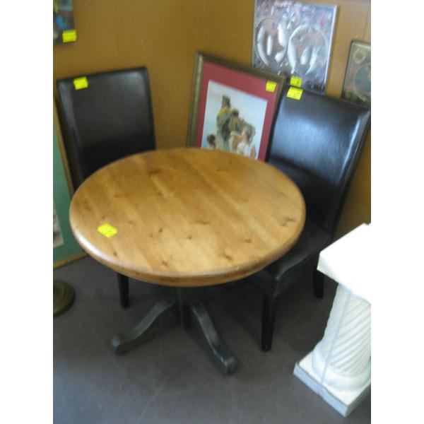 SM. ROUND DINETTE TABLE W/2 UPHOLSTERED CHAIRS