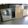 Image 1 : FRAMED MIRROR, A NEW CORKBOARD & A FOLDING CHAIR