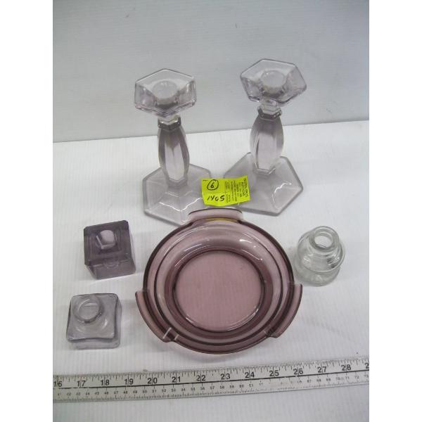 6 PIECES OF PURPLE GLASS