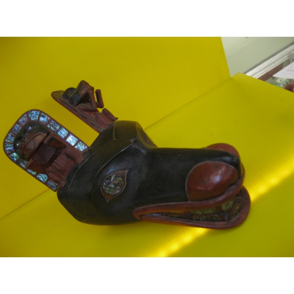 NWC WOLF MASK W/HINGED JAW, SIGNED