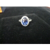 Image 3 : LADIES SILVER .925 RING W/BLUE & CLEAR STONES (NOT DIAMONDS), SZ 7 3/4
