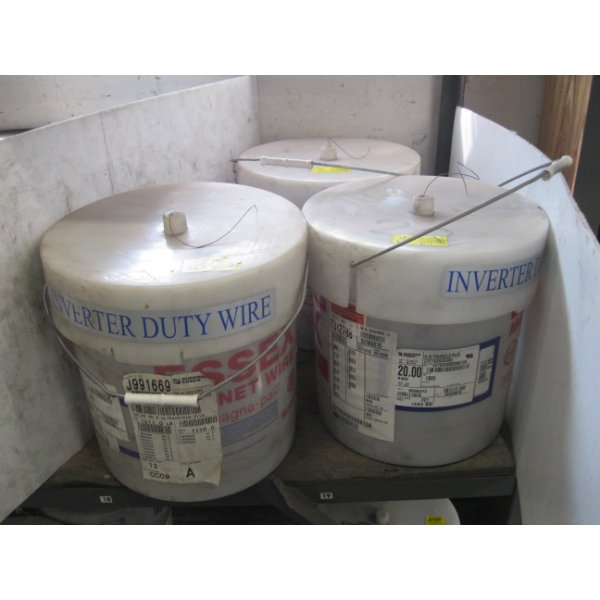 3 BUCKETS OF #20 INVERTER DUTY WIRE, COPPER, 7.8LBS, 56LBS, 57LBS