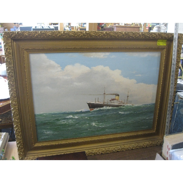 ORIGINAL PAINTING BY E. BENNETT OF SHIP