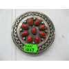 Image 1 : SILVER & CORAL NAVAJO BELT BUCKLE