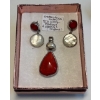 Image 1 : STERLING SILVER (.925) RED CORAL PENDANT & EARRINGS, 15G