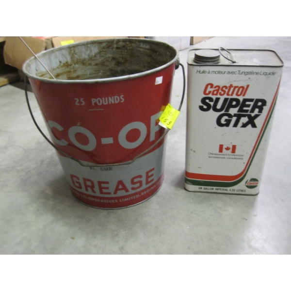 CASTROL TIN & A COOP GREASE BUCKET
