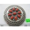 Image 1 : SILVER & CORAL NAVAJO BELT BUCKLE