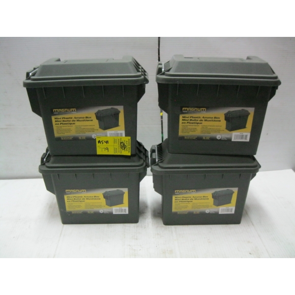 4 NEW MINI PLASTIC AMMO BOXES