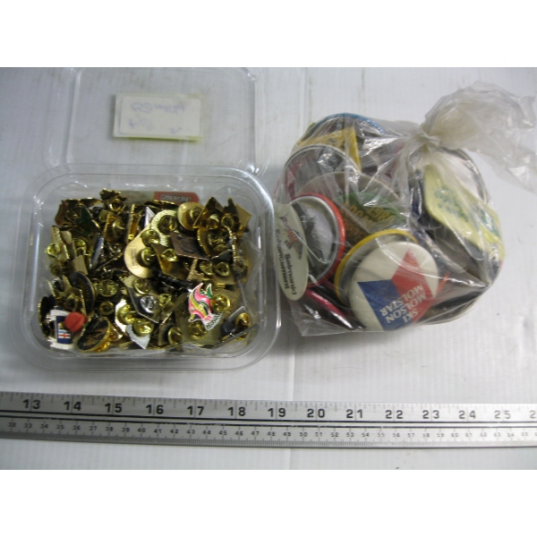 CONTAINER OF PINS & BUTTONS