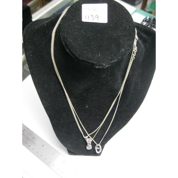 3 SILVER CHAINS W/PENDANTS