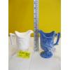 Image 1 : WHITE GLASS CREAMER & BLUE MARBLE GLASS CREAMER