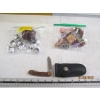 Image 1 : BAG OF MINI LANDSCAPE FAIRY GARDEN, KNIFE IN CASE, ETC.