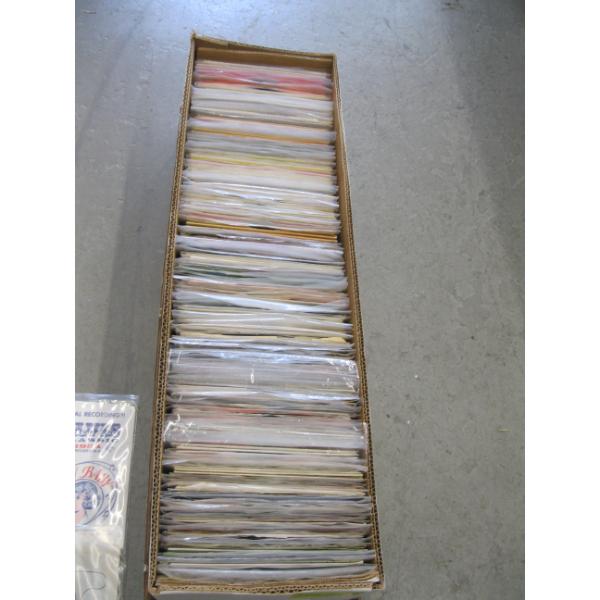 LG. BOX OF 45RPM RECORDS - MOSTLY ELVIS