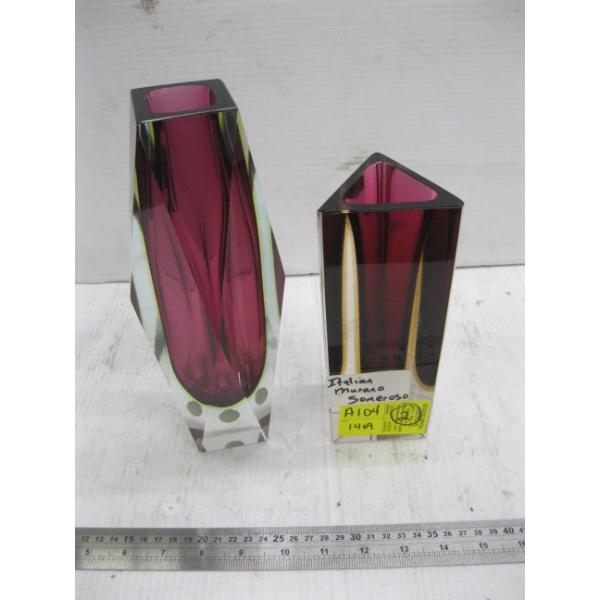 2 ITALIAN MURANO SAMEROSA VASES