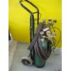 Image 2 : OXYGEN & ACETYLENE TANKS ON CART W/GAUGES & HOSE