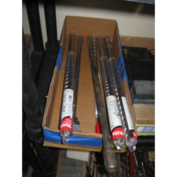 LONG MAKITA ROTARY HAMMER, DRILL BITS, ETC.