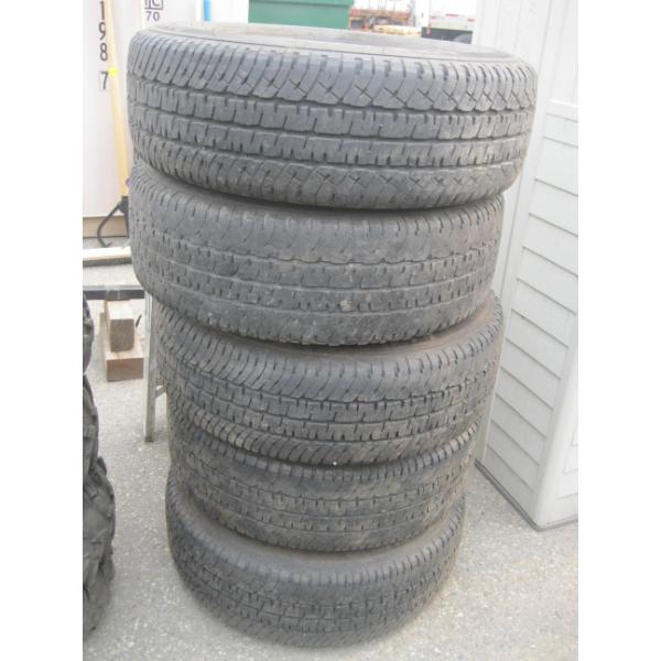 SET OF 5 TIRES - LT265/70R18 - 4 ARE ON GM CHROME 8 BOLT RIMS