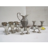 Image 1 : PEWTER CUPS, DECANTER & CANDLE HOLDERS