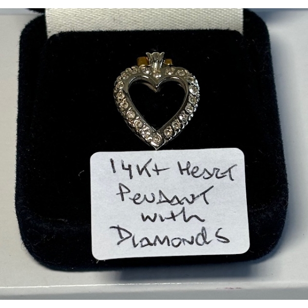14KT HEART PENDANT W/DIAMONDS