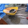 Image 1 : METAL YELLOW WHEELBARROW & OIL TRAP
