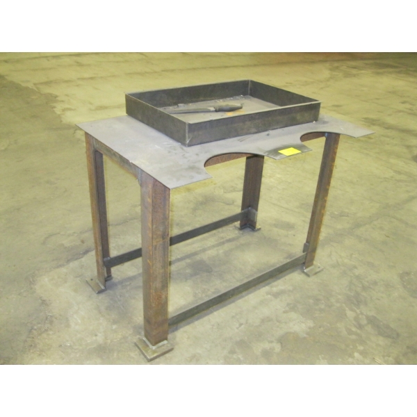 METAL TABLE W/BOTTLE CUTOUTS