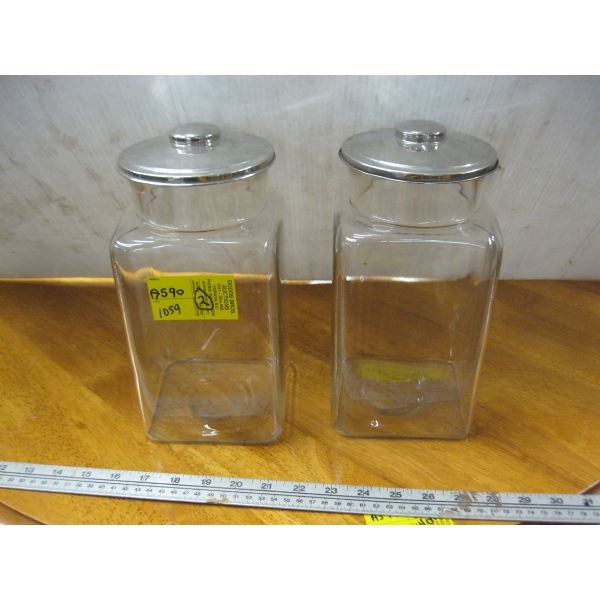 2 VINTAGE CANNISTERS W/LIDS