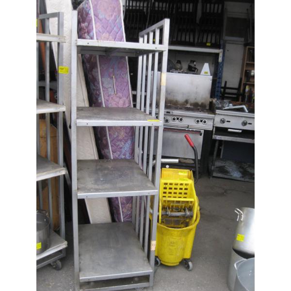 STAINLESS STEEL SHELF UNIT ON CASTORS
