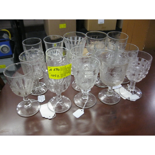 15 VINTAGE GLASS GOBLETS - VARIOUS MAKERS