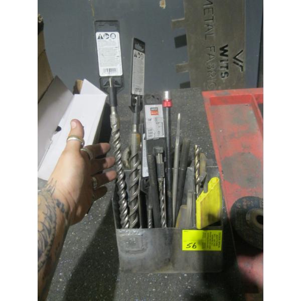 CONTAINER W/MISC. DRILL BITS, ETC.