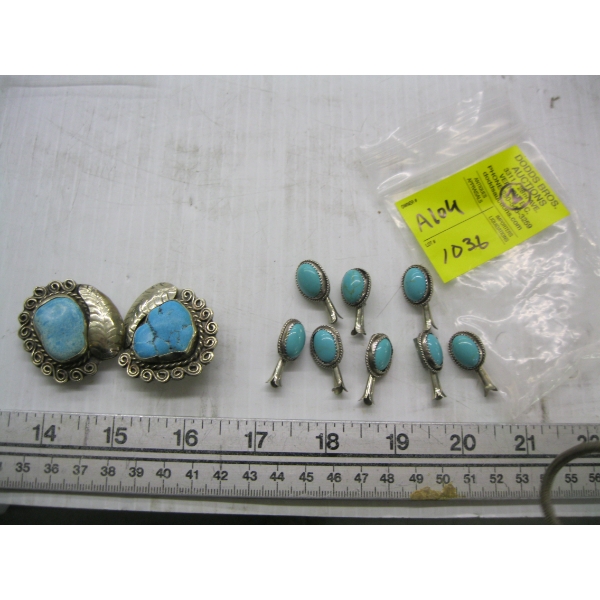 2 PACKAGES OF SILVER & TURQUOISE BLOSSOM NECKLACE PIECES