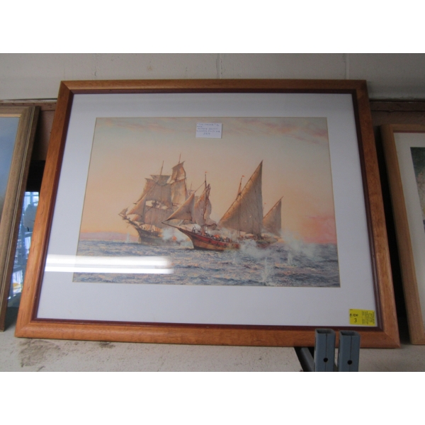 1974 FRAMED PRINT OF SAILING SHIPS