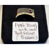 Image 1 : 14KT RING W/SMALL RED STONE, 5G, SZ 8