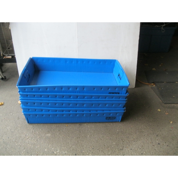 5 BLUE ULINE TUBS W/HANDLES - 31X19X6"
