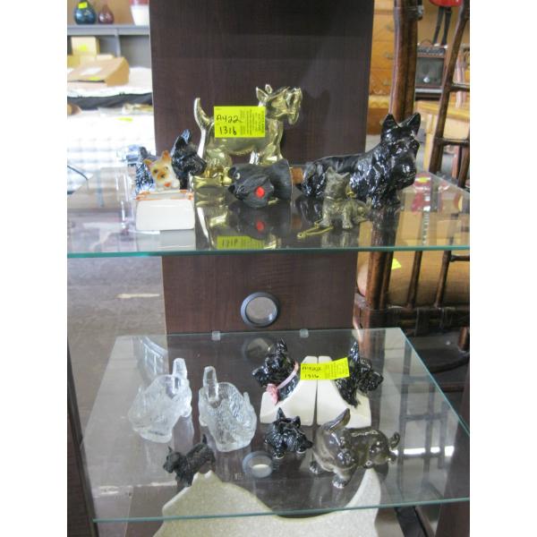 2 SHELVES OF ASST. SCOTTY DOG FIGURINES