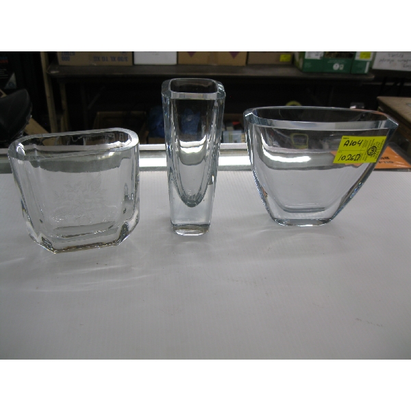 3  STROMBERG SWEDISH GLASS VASES