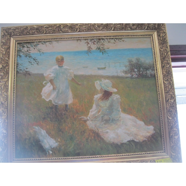 ORIGINAL OIL PAINTING OF MOTHER/CHILD IN FIELD