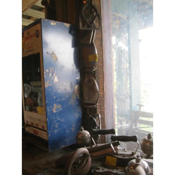 ASST. COLEMAN GAS IRONS, SAD IRONS, IRON STANDS, ETC.