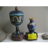 Image 1 : 2 CLOISONNE ITEMS - LIDDED DISH & SM. VASE
