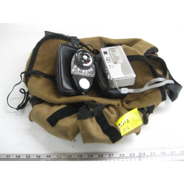 CAMERA BAG W/MISC. CAMERA & ASST. EQUIPMENT
