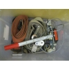 Image 2 : PLASTIC BIN OF COME A LONG STRAPS, SPONGES, ETC.