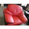 Image 3 : RED & BLACK VINTAGE LOOK W/CHROME LEGS COUCH, 2 CHAIRS & COFFEE TABLE
