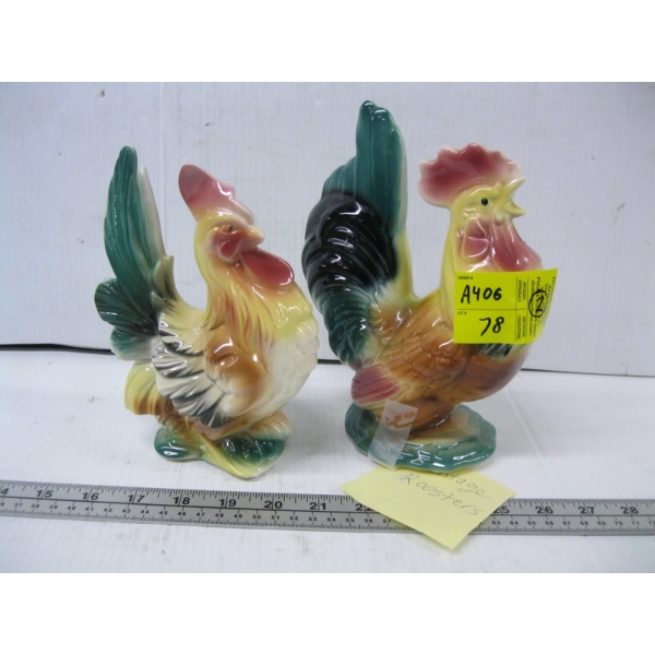 PAIR OF VINTAGE ROOSTERS