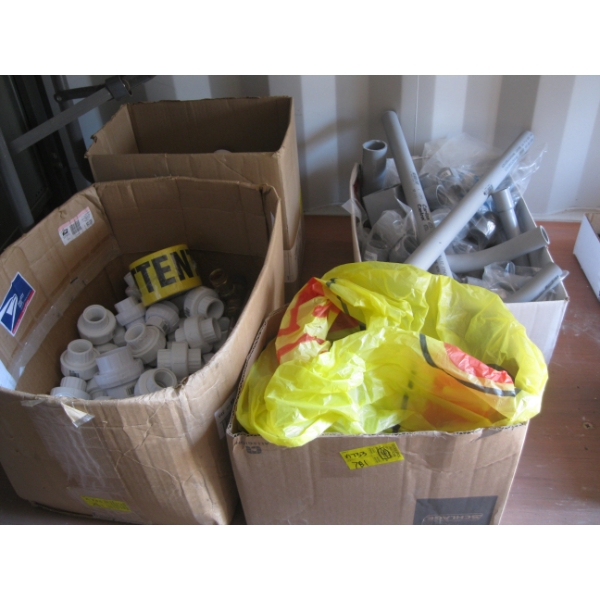 4 BOXES OF PVC CONNECTOR PIPES, ETC.