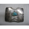 Image 1 : NAVAJO SILVER BELT BUCKLE W/SINGLE TURQUOISE STONE