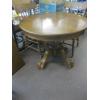 Image 4 : ROUND OAK DINING TABLE W/2 LEAVES & 3 PRESS BACK CHAIRS