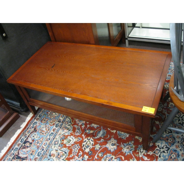 COFFEE TABLE W/DECORATIVE GLASS DRAWER