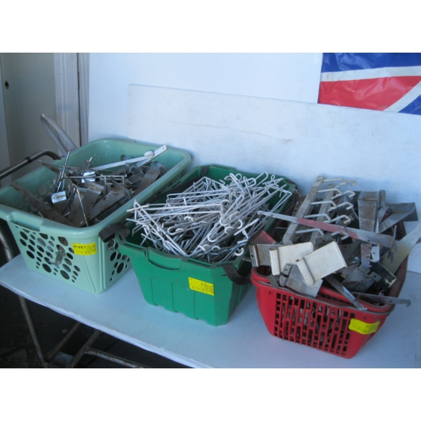 3 - BINS OF ASST'D SHELF BRACKETS, ETC.