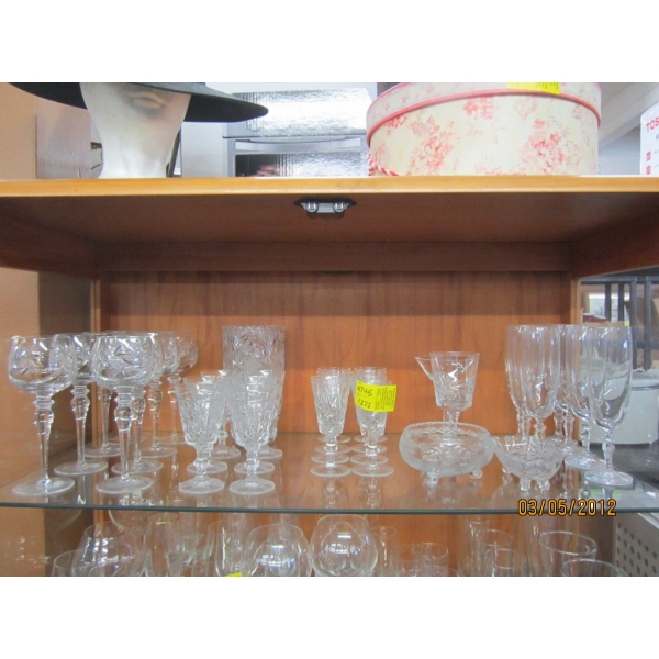 CRYSTAL WINEGLASSES, VASE, ETC.
