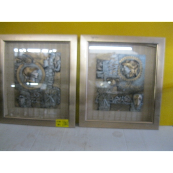 PAIR OF BOX FRAMED PLAQUES